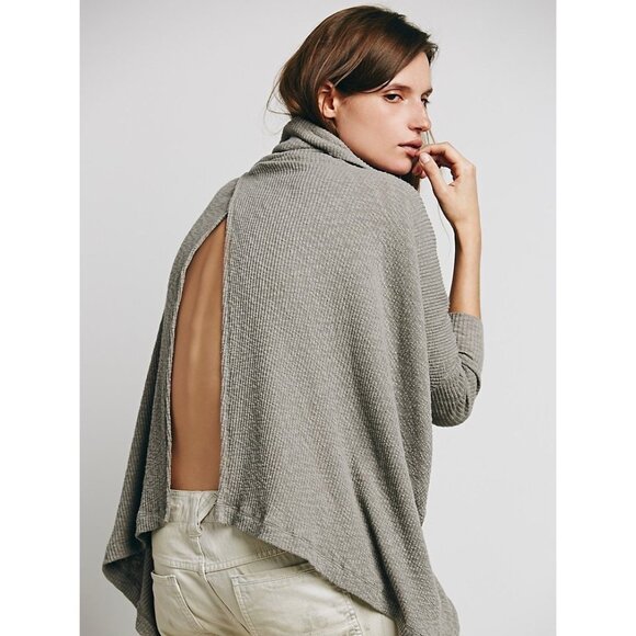 NWT Free People x FP Beach Taupe Cocoon Cowl Neck Dolman Sleeve Knit Poncho Swea - Picture 9 of 16